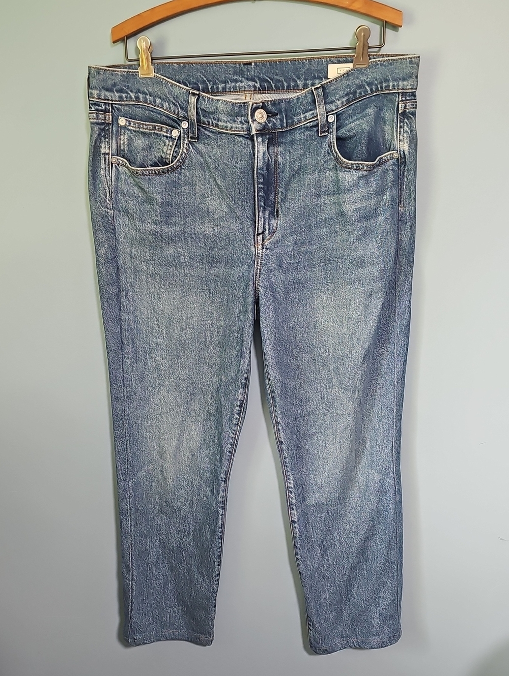 AYR The Frenchie Mid Rise Straight Leg Cropped Jeans Meet Cute Wash Size 32
